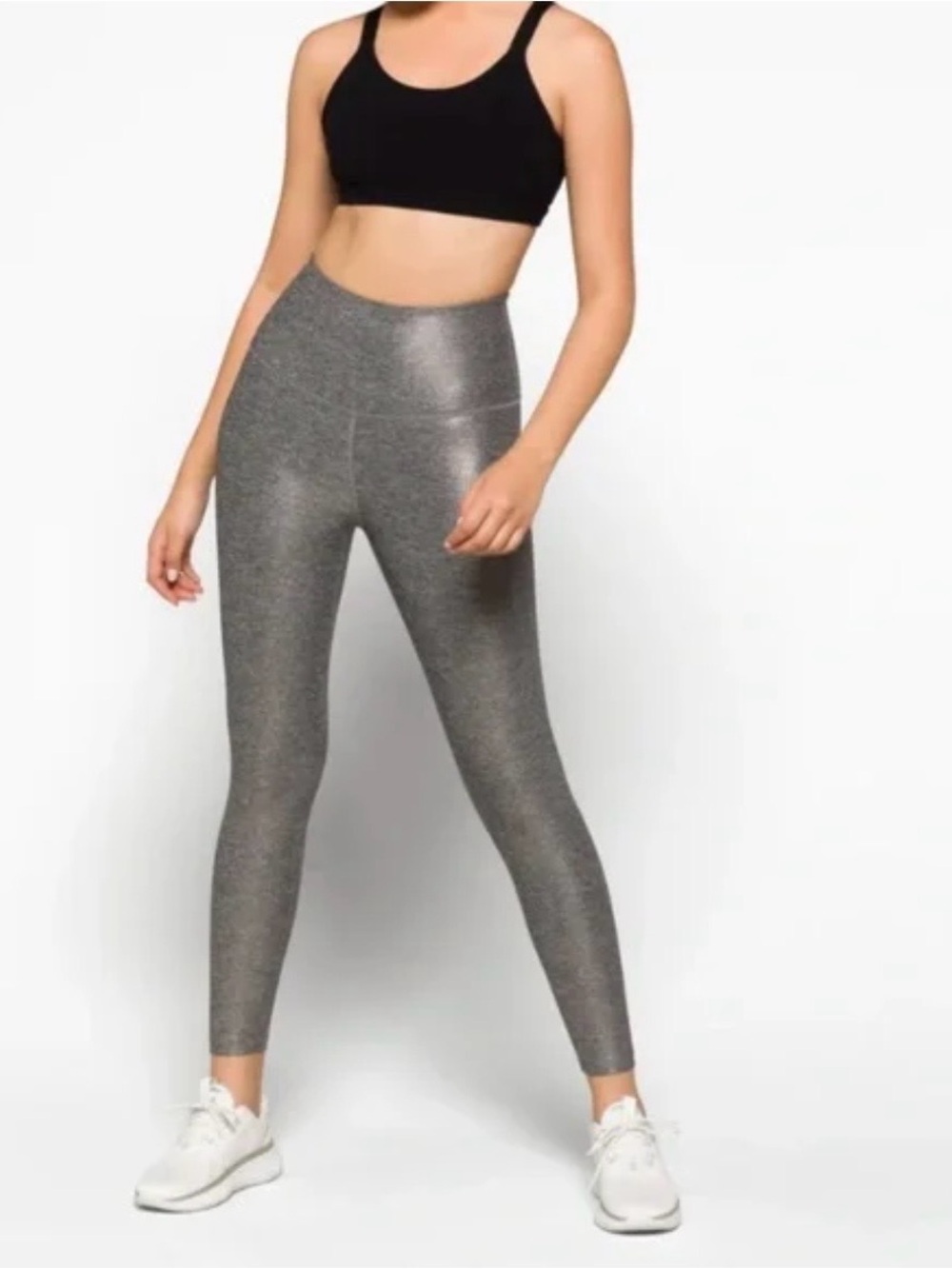Beyond Yoga Dusted High Waist Performance Legging - Shiny Silver size large